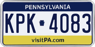 PA license plate KPK4083