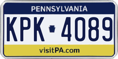 PA license plate KPK4089