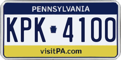 PA license plate KPK4100