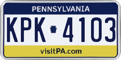 PA license plate KPK4103