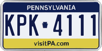 PA license plate KPK4111