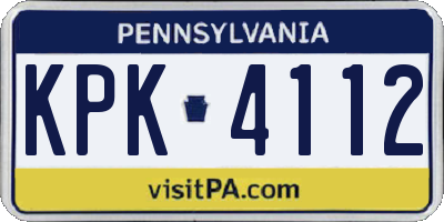 PA license plate KPK4112