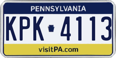 PA license plate KPK4113