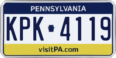 PA license plate KPK4119