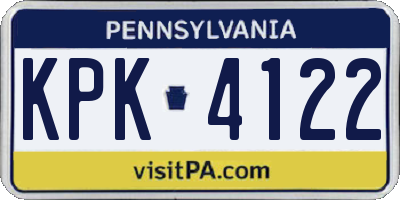 PA license plate KPK4122