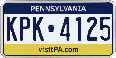 PA license plate KPK4125