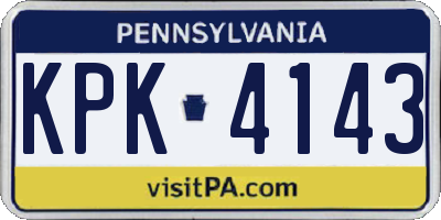 PA license plate KPK4143