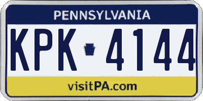 PA license plate KPK4144