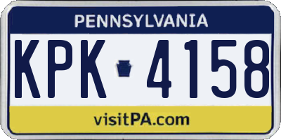 PA license plate KPK4158