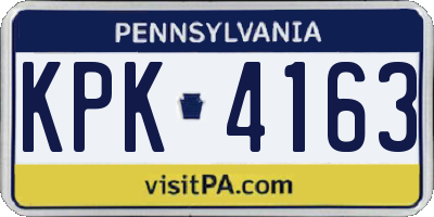 PA license plate KPK4163