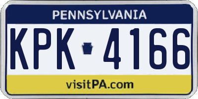 PA license plate KPK4166
