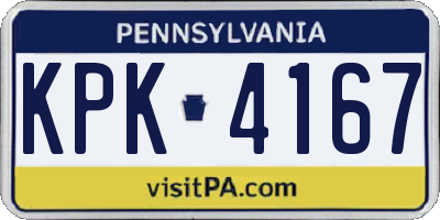 PA license plate KPK4167