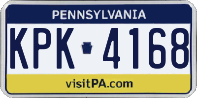 PA license plate KPK4168
