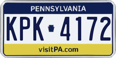 PA license plate KPK4172