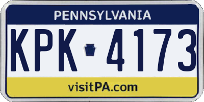PA license plate KPK4173