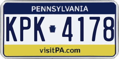PA license plate KPK4178