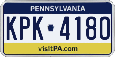 PA license plate KPK4180