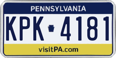 PA license plate KPK4181