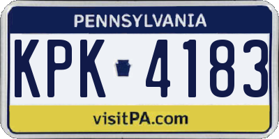 PA license plate KPK4183