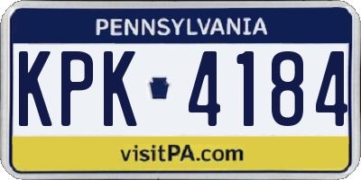 PA license plate KPK4184