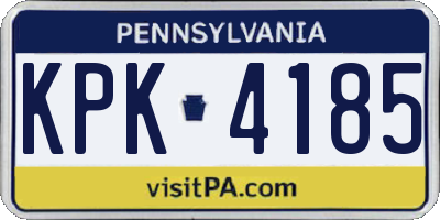 PA license plate KPK4185