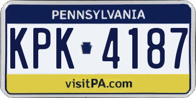 PA license plate KPK4187