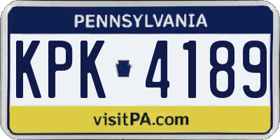 PA license plate KPK4189