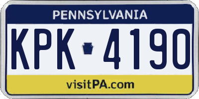 PA license plate KPK4190