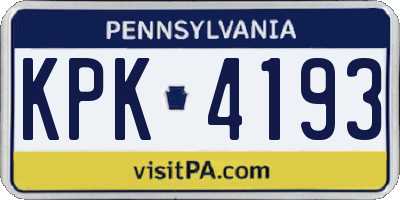 PA license plate KPK4193