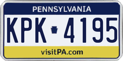 PA license plate KPK4195