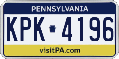 PA license plate KPK4196