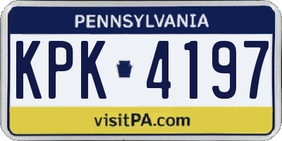 PA license plate KPK4197