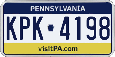 PA license plate KPK4198