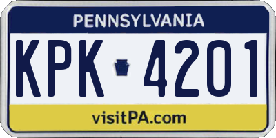 PA license plate KPK4201