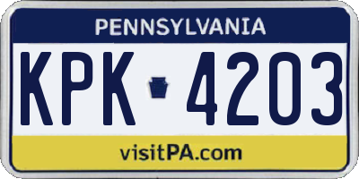 PA license plate KPK4203