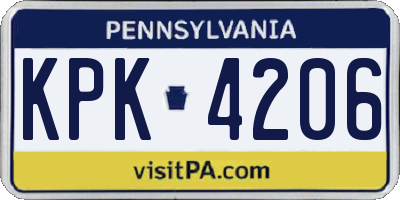 PA license plate KPK4206
