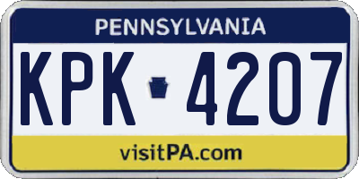 PA license plate KPK4207