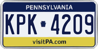 PA license plate KPK4209