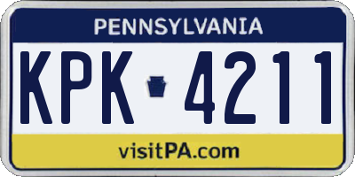 PA license plate KPK4211