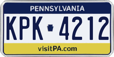 PA license plate KPK4212