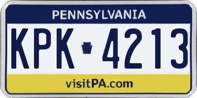 PA license plate KPK4213