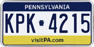 PA license plate KPK4215