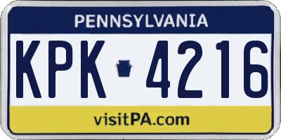 PA license plate KPK4216