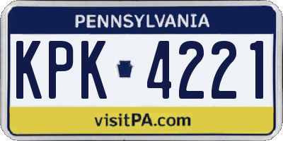 PA license plate KPK4221