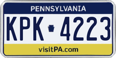 PA license plate KPK4223