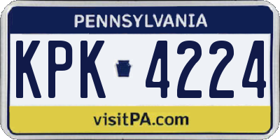 PA license plate KPK4224