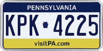 PA license plate KPK4225