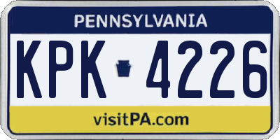 PA license plate KPK4226
