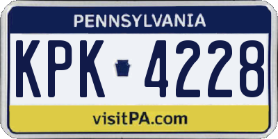 PA license plate KPK4228
