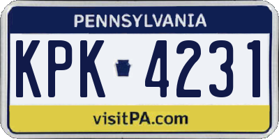 PA license plate KPK4231